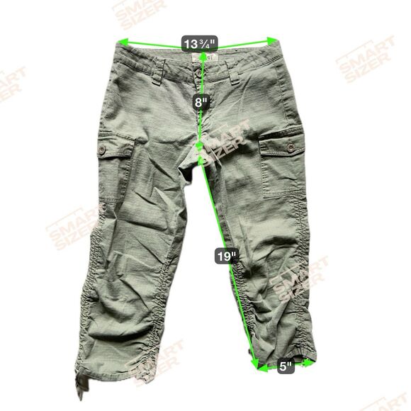 Vtg Y2K L.E.I. Crop Cargo Pants Size 7 Green Ripstop Paratrooper Utility 2000s - Picture 7 of 15
